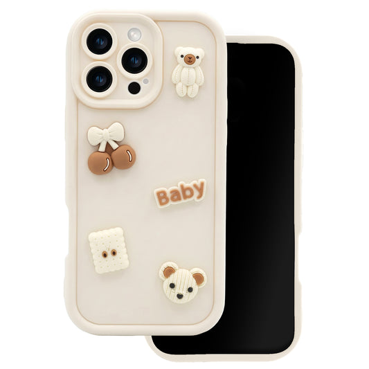 Cover til Apple iPhone 14, OEM, Ultra Trendy 3D Bear, Beige