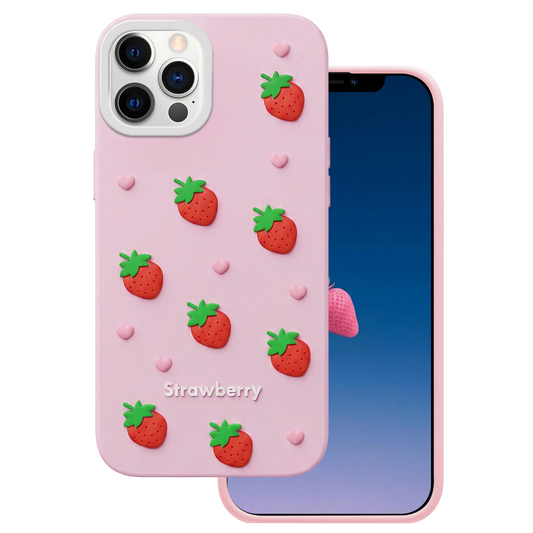 Cover til Apple iPhone 15 / 14 / 13, OEM, Jordbær, Pink