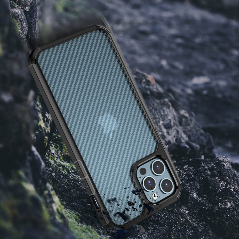 Cover til Apple iPhone 12 / 12 Pro, Techsuit, CarbonFuse, Sort