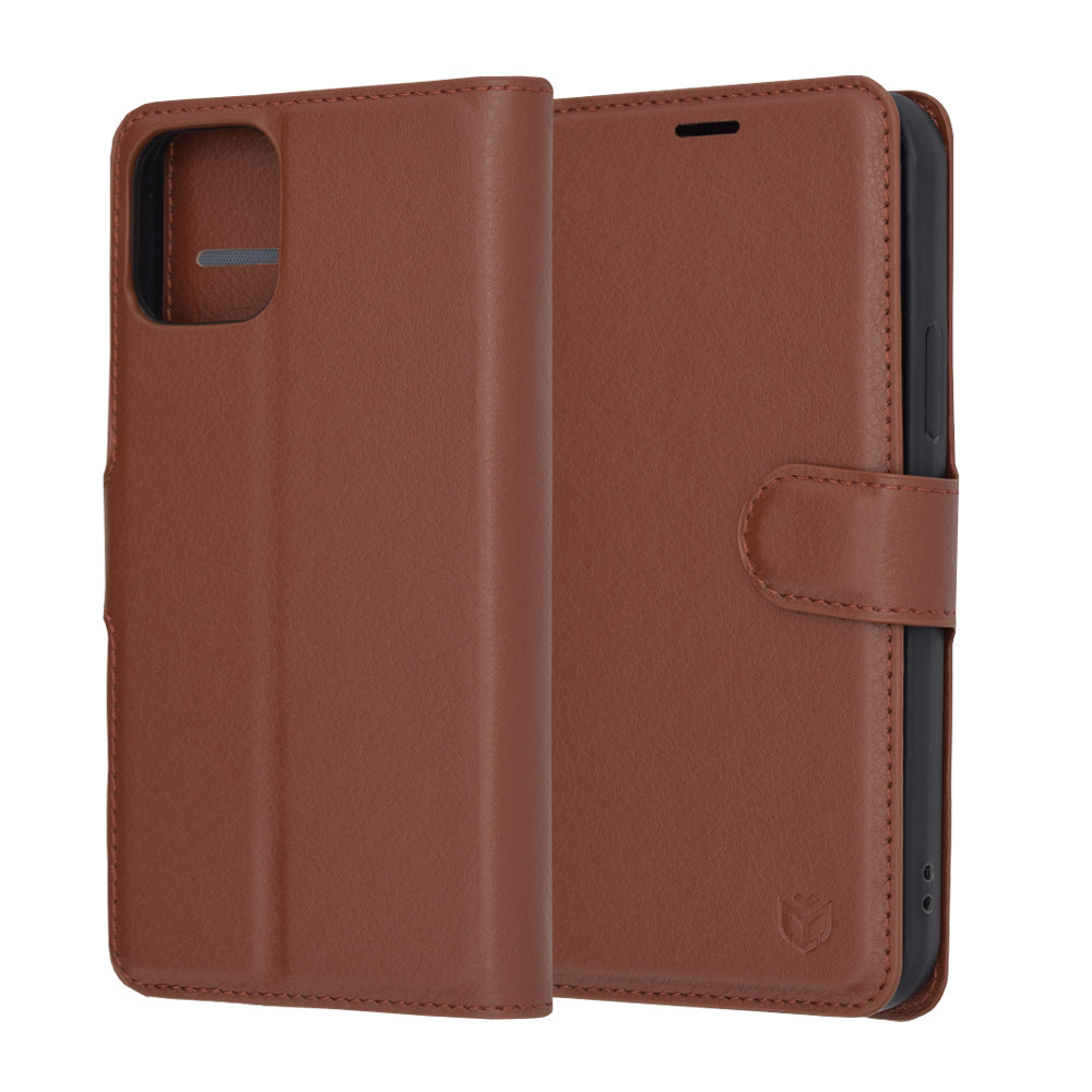 Cover til Apple iPhone 12 Pro, Techsuit, Leather Folio, Brun