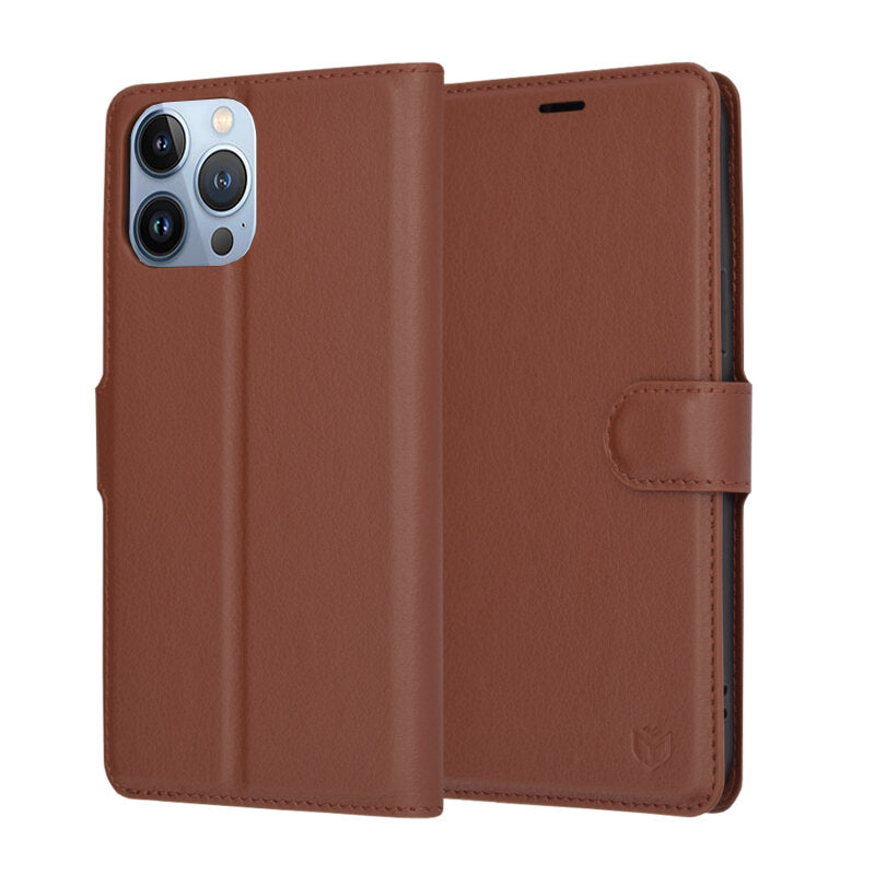 Cover til Apple iPhone 13 Pro Max, Techsuit, Leather Folio, Brun