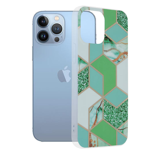Cover til Apple iPhone 13 Pro Max, Techsuit, Marble, Grøn