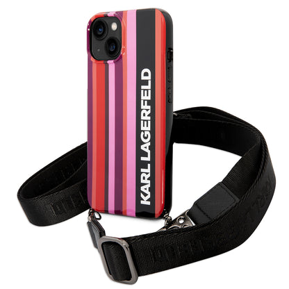 Etui til Apple iPhone 14, Karl Lagerfeld, Color Stripes with Strap, Pink