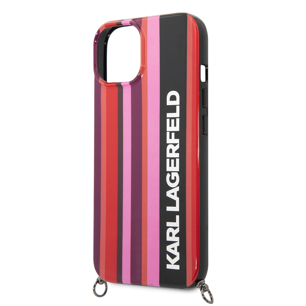 Etui til Apple iPhone 14, Karl Lagerfeld, Color Stripes with Strap, Pink