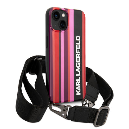 Etui til Apple iPhone 14, Karl Lagerfeld, Color Stripes with Strap, Pink