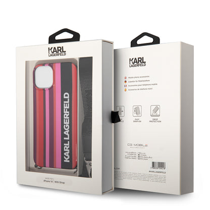 Etui til Apple iPhone 14, Karl Lagerfeld, Color Stripes with Strap, Pink