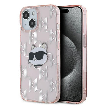 Etui til Apple iPhone 14, Karl Lagerfeld, IML Luxury Monogram Choupette's Head, Pink