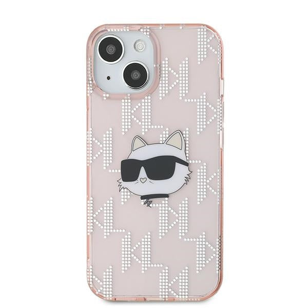 Etui til Apple iPhone 14, Karl Lagerfeld, IML Luxury Monogram Choupette's Head, Pink