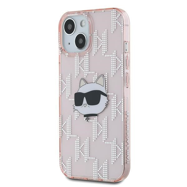 Etui til Apple iPhone 14, Karl Lagerfeld, IML Luxury Monogram Choupette's Head, Pink