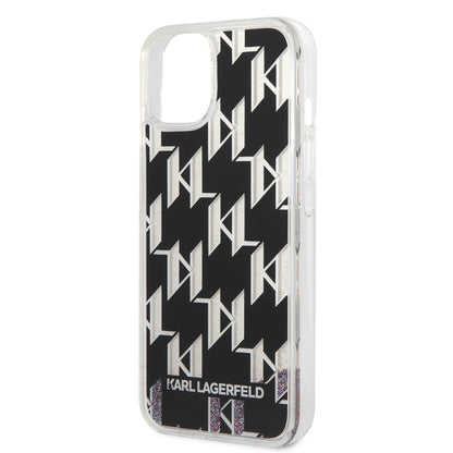Cover til Apple iPhone 14, Karl Lagerfeld, Liquid Glitter Monogram, Sort