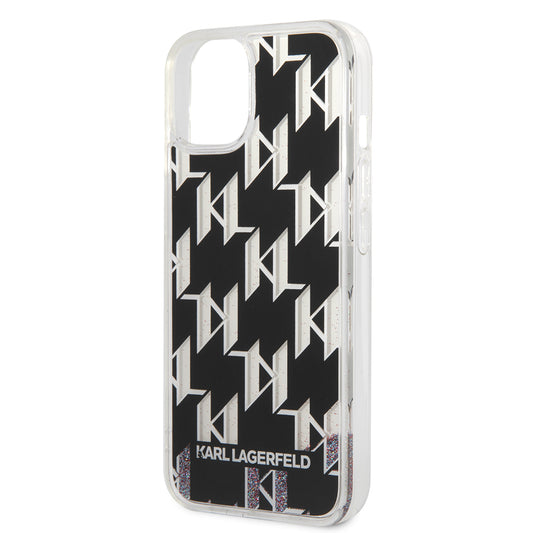 Cover til Apple iPhone 14, Karl Lagerfeld, Liquid Glitter Monogram, Sort