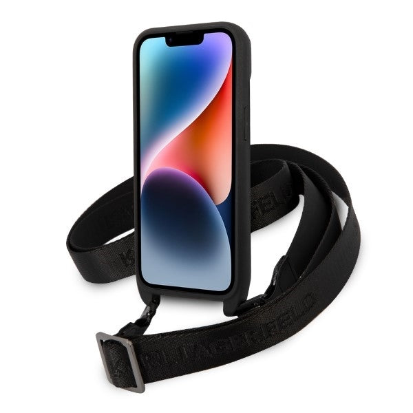 Etui til Apple iPhone 14, Karl Lagerfeld, Monogram Ikonik Karl, Sort