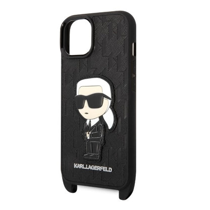 Etui til Apple iPhone 14, Karl Lagerfeld, Monogram Ikonik Karl, Sort