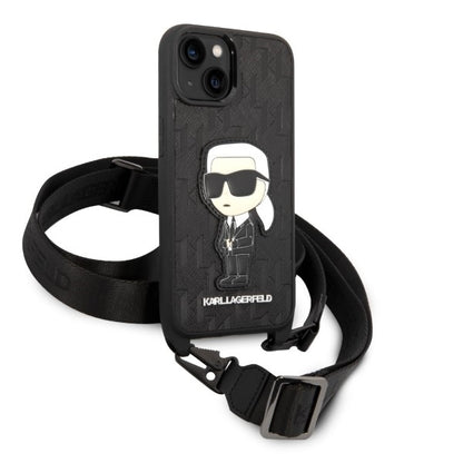 Etui til Apple iPhone 14, Karl Lagerfeld, Monogram Ikonik Karl, Sort