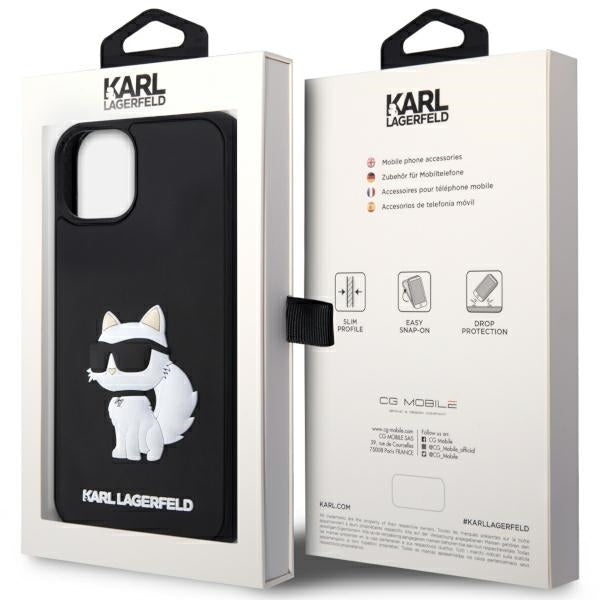Etui til Apple iPhone 14 Plus, Karl Lagerfeld, 3D Rubber Choupette, Sort