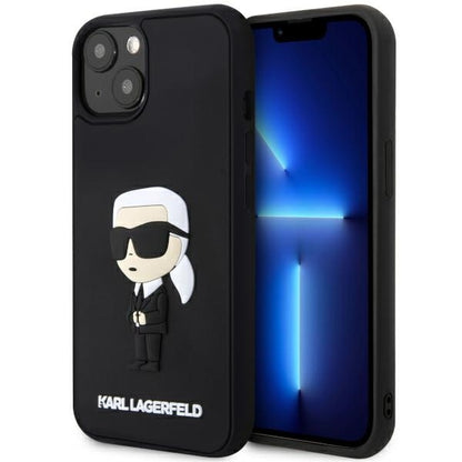 Etui til Apple iPhone 14 Plus, Karl Lagerfeld, 3D Rubber Ikonik Karl, Sort