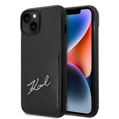 Etui til Apple iPhone 14 Plus, Karl Lagerfeld, Cardslots Signature Logo, Sort
