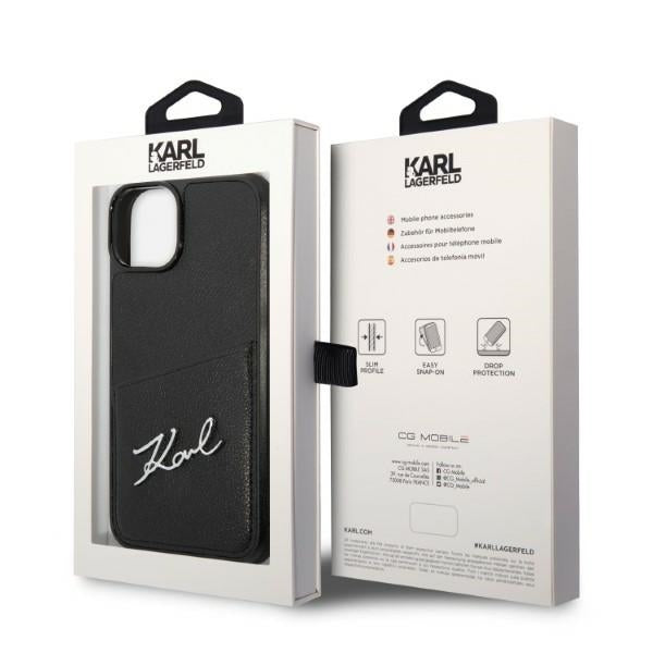 Etui til Apple iPhone 14 Plus, Karl Lagerfeld, Cardslots Signature Logo, Sort