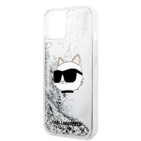 Cover til Apple iPhone 14 Plus, Karl Lagerfeld, Glitter Choupette's Head, Sølvfarvet