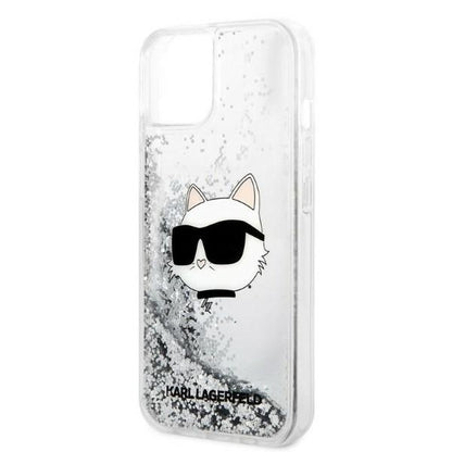 Cover til Apple iPhone 14 Plus, Karl Lagerfeld, Glitter Choupette's Head, Sølvfarvet