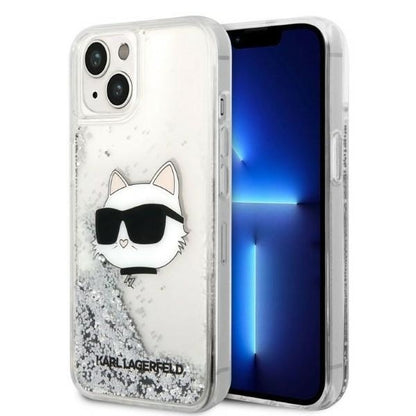 Cover til Apple iPhone 14 Plus, Karl Lagerfeld, Glitter Choupette's Head, Sølvfarvet