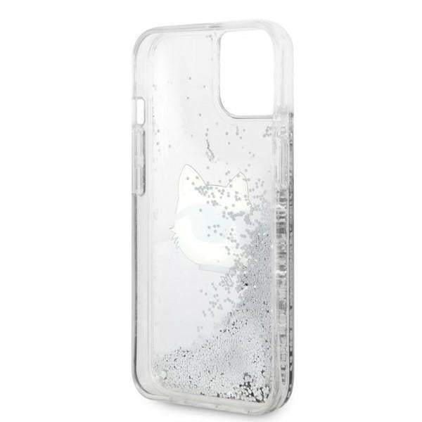 Cover til Apple iPhone 14 Plus, Karl Lagerfeld, Glitter Choupette's Head, Sølvfarvet