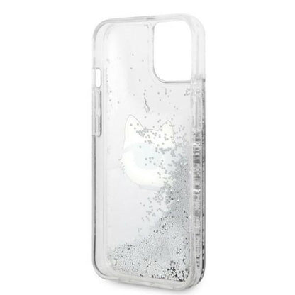 Cover til Apple iPhone 14 Plus, Karl Lagerfeld, Glitter Choupette's Head, Sølvfarvet