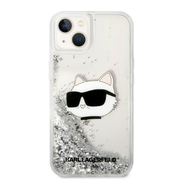 Cover til Apple iPhone 14 Plus, Karl Lagerfeld, Glitter Choupette's Head, Sølvfarvet