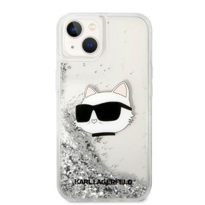 Cover til Apple iPhone 14 Plus, Karl Lagerfeld, Glitter Choupette's Head, Sølvfarvet
