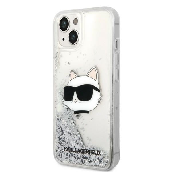 Cover til Apple iPhone 14 Plus, Karl Lagerfeld, Glitter Choupette's Head, Sølvfarvet