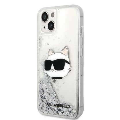 Cover til Apple iPhone 14 Plus, Karl Lagerfeld, Glitter Choupette's Head, Sølvfarvet