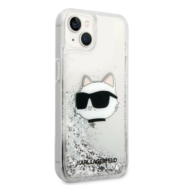 Cover til Apple iPhone 14 Plus, Karl Lagerfeld, Glitter Choupette's Head, Sølvfarvet