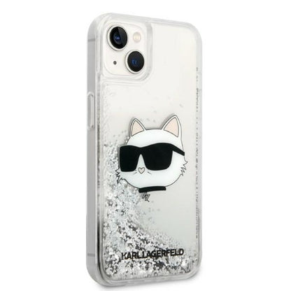 Cover til Apple iPhone 14 Plus, Karl Lagerfeld, Glitter Choupette's Head, Sølvfarvet