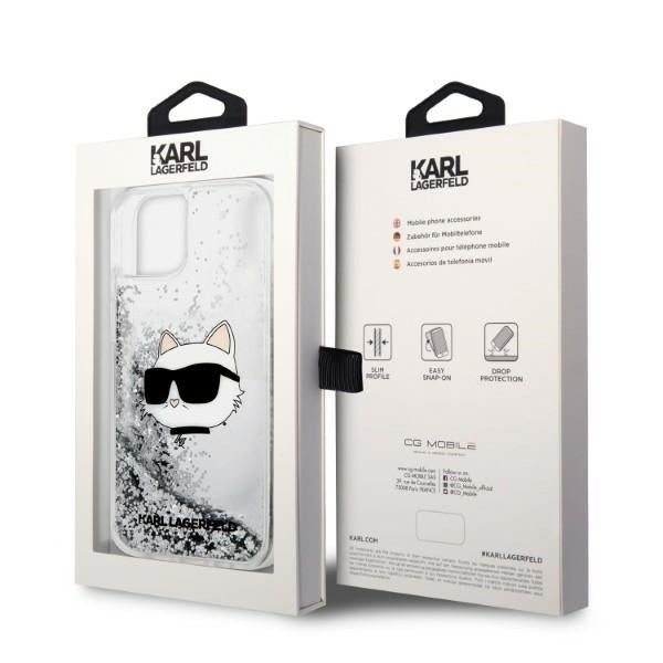 Cover til Apple iPhone 14 Plus, Karl Lagerfeld, Glitter Choupette's Head, Sølvfarvet