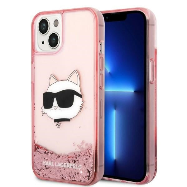 Cover til Apple iPhone 14 Plus, Karl Lagerfeld, Glitter Choupette's Head, Pink