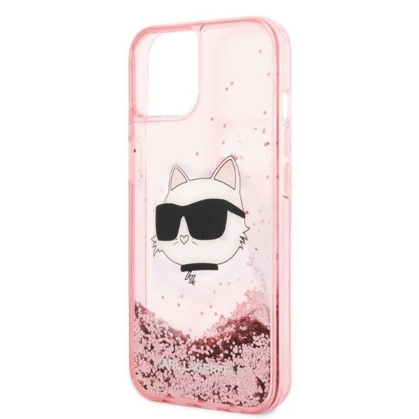 Cover til Apple iPhone 14 Plus, Karl Lagerfeld, Glitter Choupette's Head, Pink