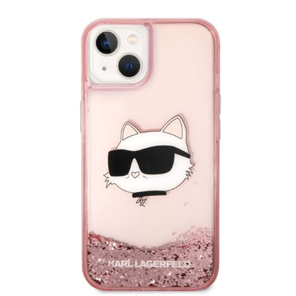 Cover til Apple iPhone 14 Plus, Karl Lagerfeld, Glitter Choupette's Head, Pink