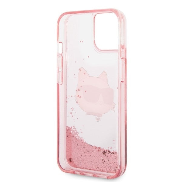Cover til Apple iPhone 14 Plus, Karl Lagerfeld, Glitter Choupette's Head, Pink