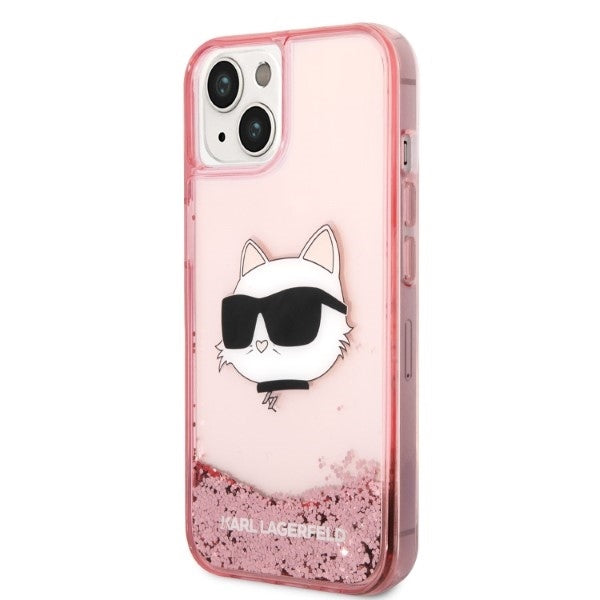 Cover til Apple iPhone 14 Plus, Karl Lagerfeld, Glitter Choupette's Head, Pink
