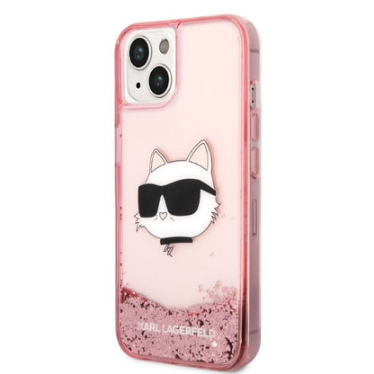 Cover til Apple iPhone 14 Plus, Karl Lagerfeld, Glitter Choupette's Head, Pink