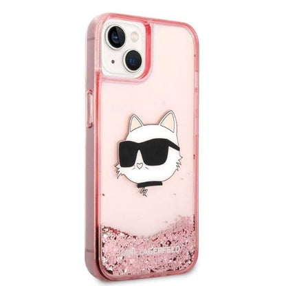 Cover til Apple iPhone 14 Plus, Karl Lagerfeld, Glitter Choupette's Head, Pink