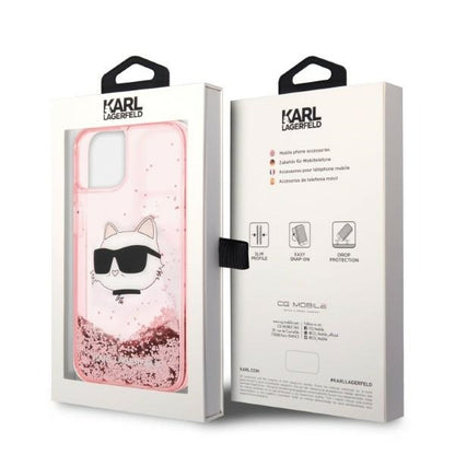 Cover til Apple iPhone 14 Plus, Karl Lagerfeld, Glitter Choupette's Head, Pink