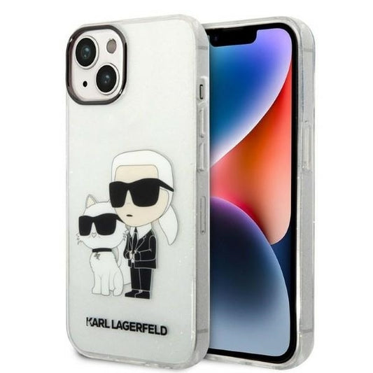 Cover til Apple iPhone 14 Plus, Karl Lagerfeld, Glitter Karl & Choupette, Gennemsigtig