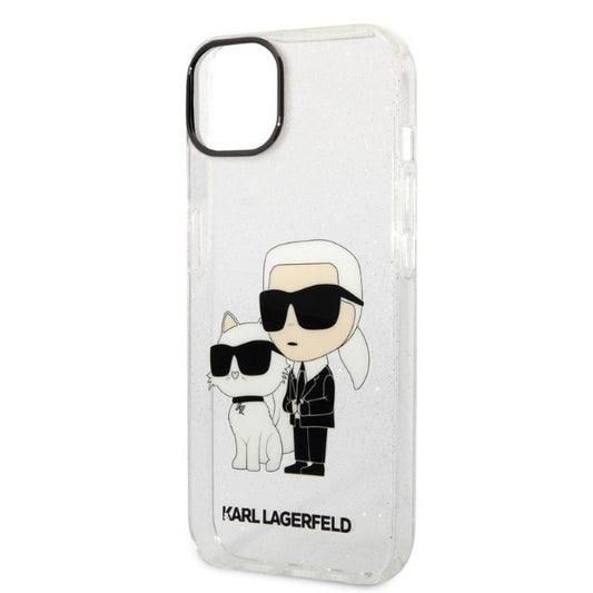 Cover til Apple iPhone 14 Plus, Karl Lagerfeld, Glitter Karl & Choupette, Gennemsigtig