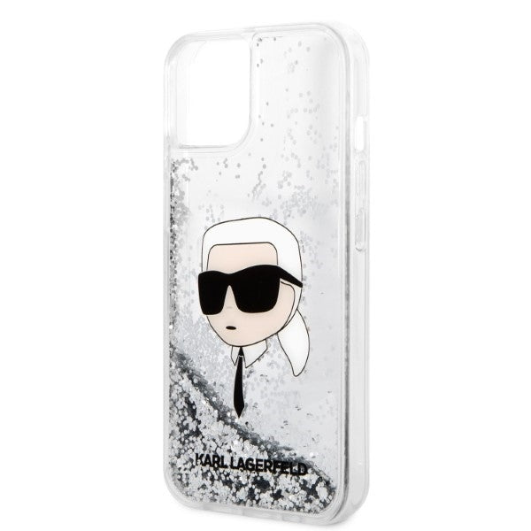 Cover til Apple iPhone 14 Plus, Karl Lagerfeld, Glitter Karl's Head, Sølvfarvet