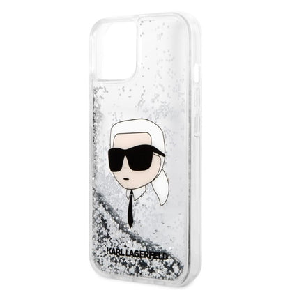 Cover til Apple iPhone 14 Plus, Karl Lagerfeld, Glitter Karl's Head, Sølvfarvet