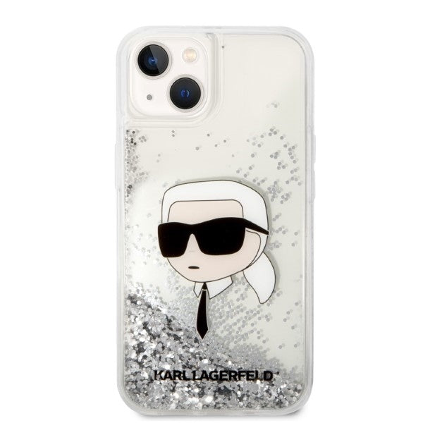 Cover til Apple iPhone 14 Plus, Karl Lagerfeld, Glitter Karl's Head, Sølvfarvet