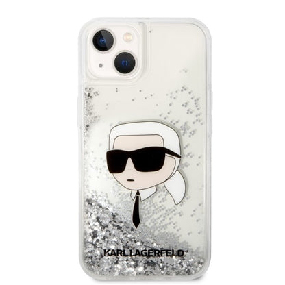 Cover til Apple iPhone 14 Plus, Karl Lagerfeld, Glitter Karl's Head, Sølvfarvet