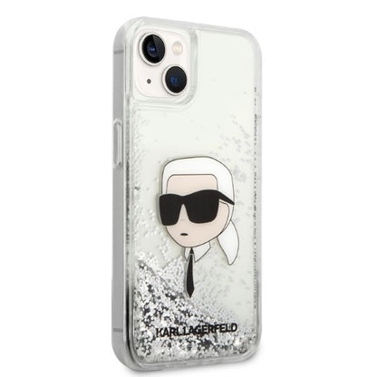 Cover til Apple iPhone 14 Plus, Karl Lagerfeld, Glitter Karl's Head, Sølvfarvet