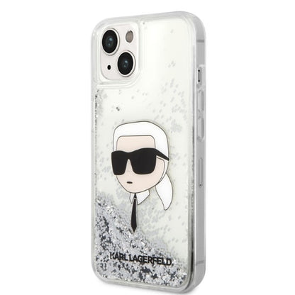Cover til Apple iPhone 14 Plus, Karl Lagerfeld, Glitter Karl's Head, Sølvfarvet